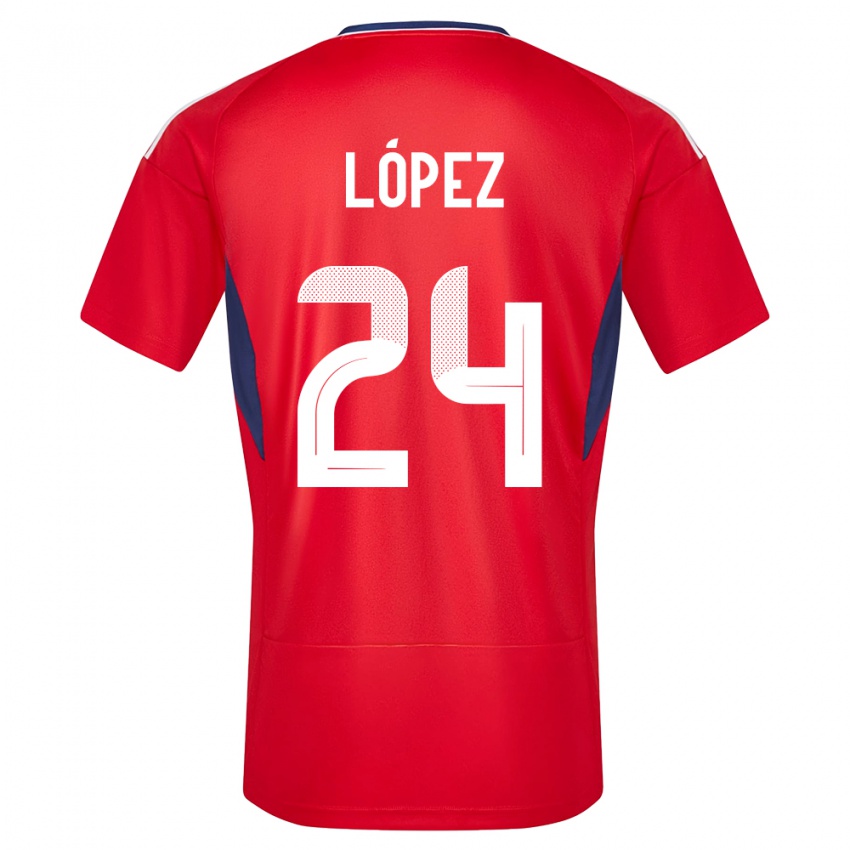 Męski Kostaryka Douglas Lopez #24 Czerwony Domowa Koszulka 24-26 Koszulki Klubowe