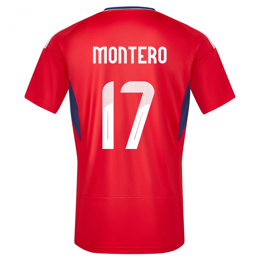 Męski Kostaryka Michelle Montero #17 Czerwony Domowa Koszulka 24-26 Koszulki Klubowe