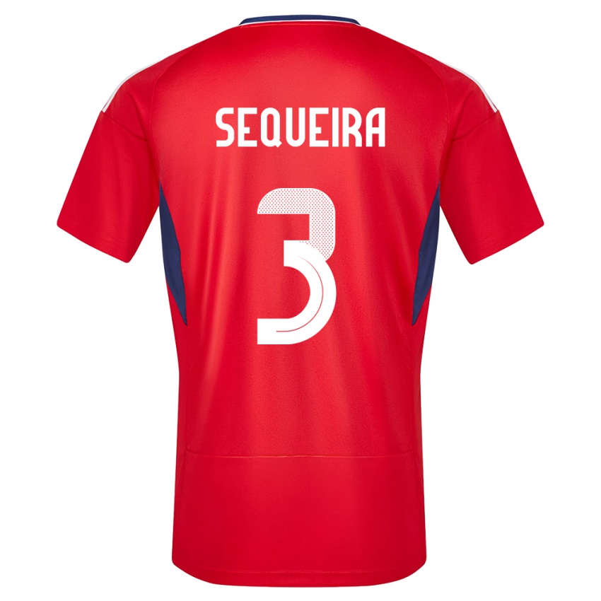 Męski Kostaryka Douglas Sequeira #3 Czerwony Domowa Koszulka 24-26 Koszulki Klubowe