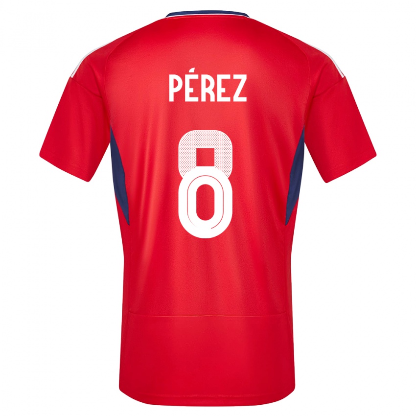 Męski Kostaryka Creichel Perez #8 Czerwony Domowa Koszulka 24-26 Koszulki Klubowe