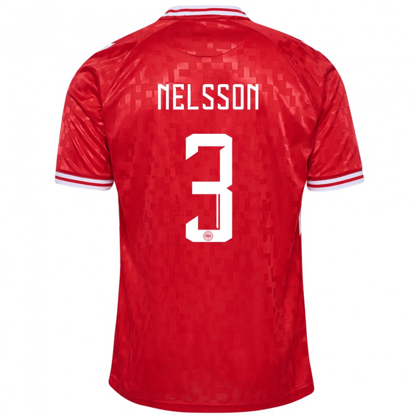 Męski Dania Victor Nelsson #3 Czerwony Domowa Koszulka 24-26 Koszulki Klubowe