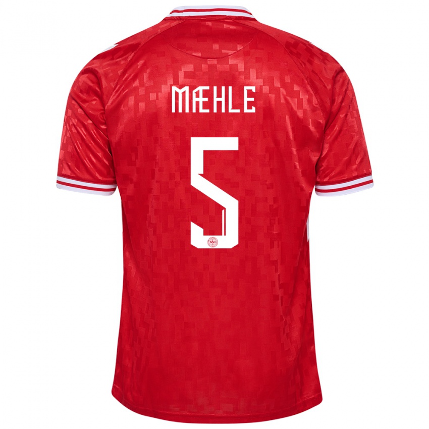 Męski Dania Joakim Maehle #5 Czerwony Domowa Koszulka 24-26 Koszulki Klubowe