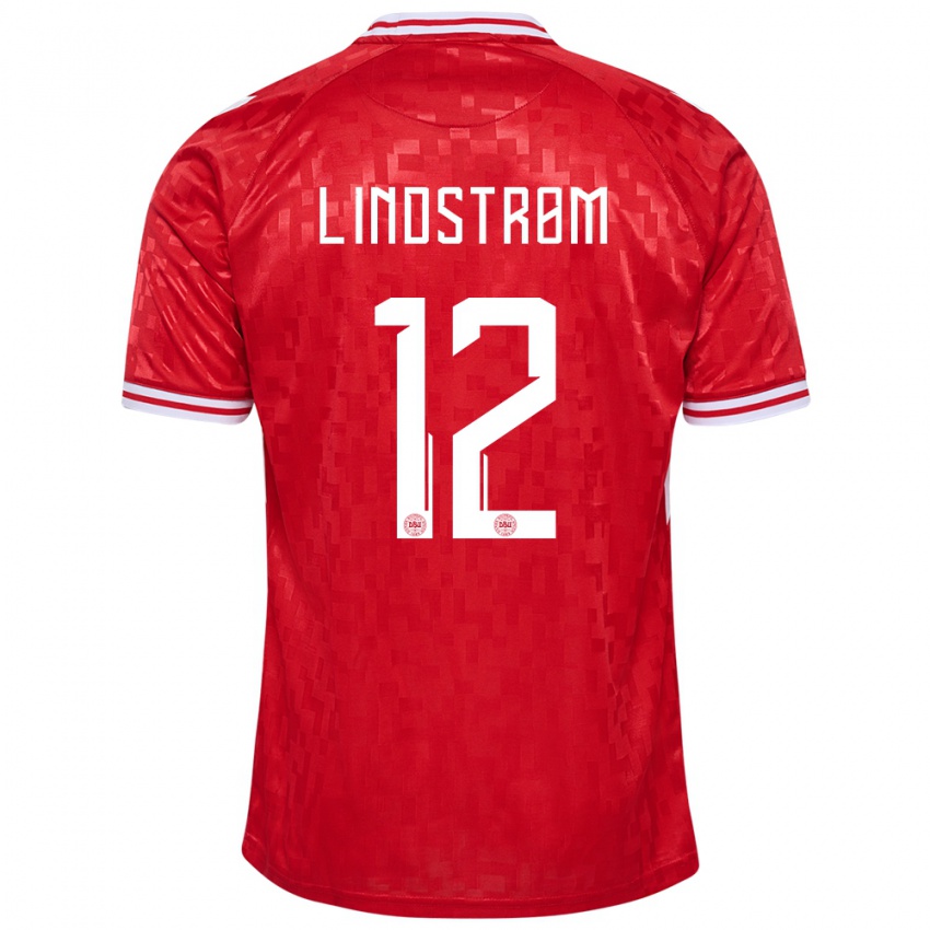 Męski Dania Jesper Lindstrom #12 Czerwony Domowa Koszulka 24-26 Koszulki Klubowe