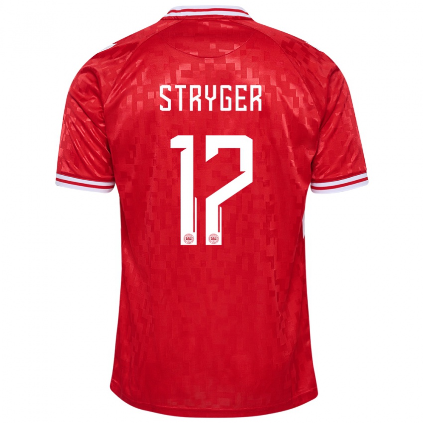 Męski Dania Jens Stryger Larsen #17 Czerwony Domowa Koszulka 24-26 Koszulki Klubowe