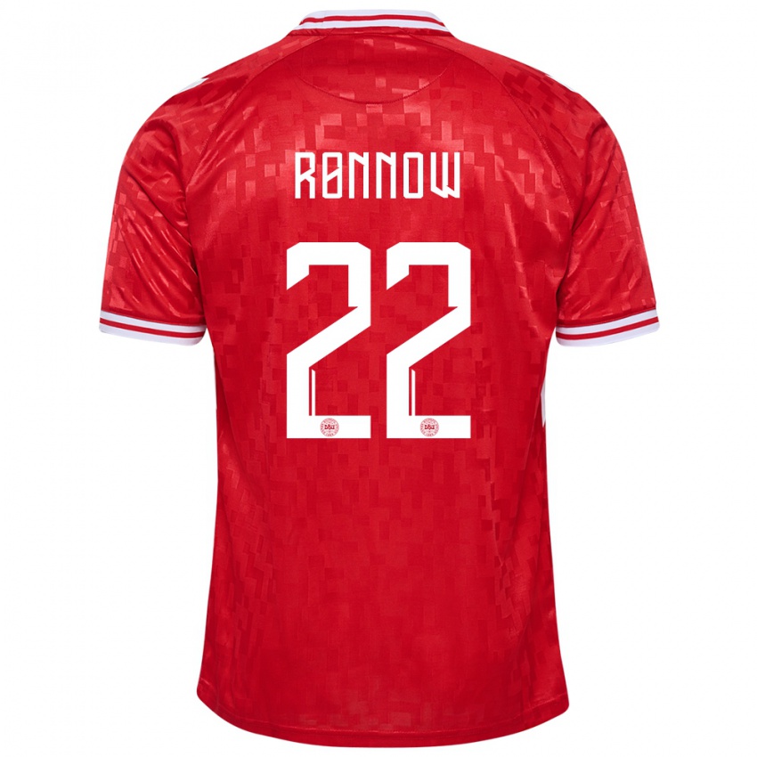 Męski Dania Frederik Ronnow #22 Czerwony Domowa Koszulka 24-26 Koszulki Klubowe