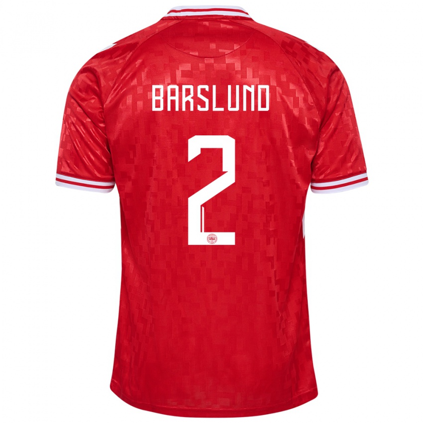 Męski Dania Kaare Barslund #2 Czerwony Domowa Koszulka 24-26 Koszulki Klubowe