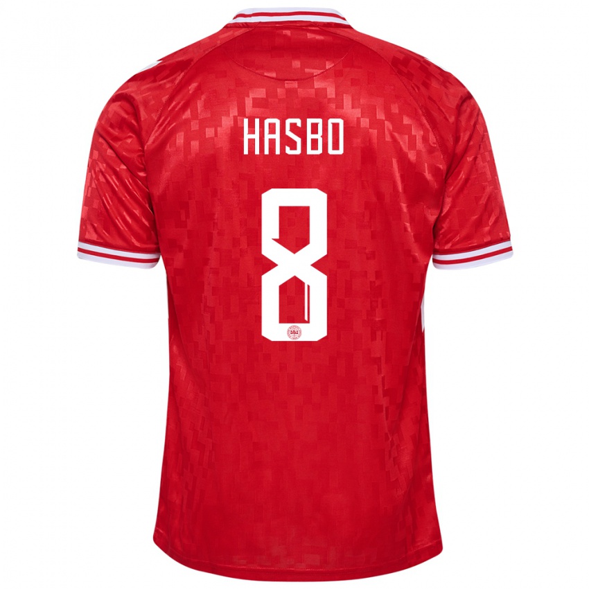 Męski Dania Josefine Hasbo #8 Czerwony Domowa Koszulka 24-26 Koszulki Klubowe