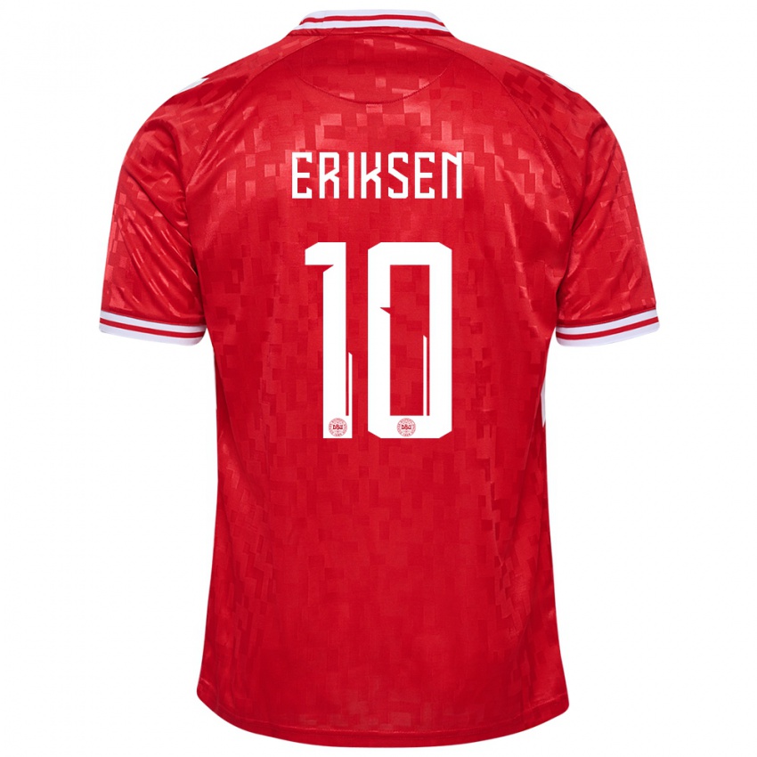 Męski Dania Christian Eriksen #10 Czerwony Domowa Koszulka 24-26 Koszulki Klubowe