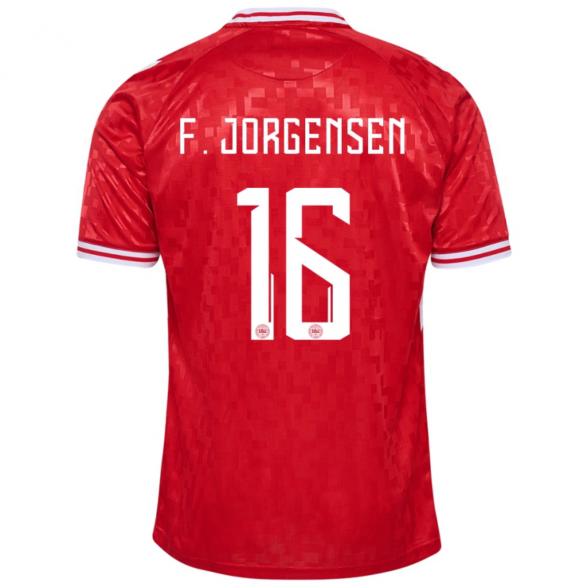 Męski Dania Filip Jorgensen #16 Czerwony Domowa Koszulka 24-26 Koszulki Klubowe