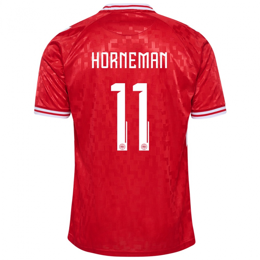 Męski Dania Charly Horneman #11 Czerwony Domowa Koszulka 24-26 Koszulki Klubowe