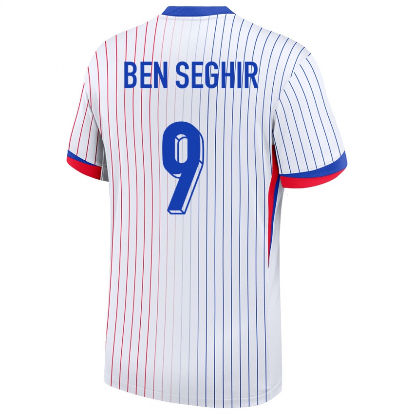 Męski Francja Salim Ben Seghir #9 Biały Wyjazdowa Koszulka 24-26 Koszulki Klubowe