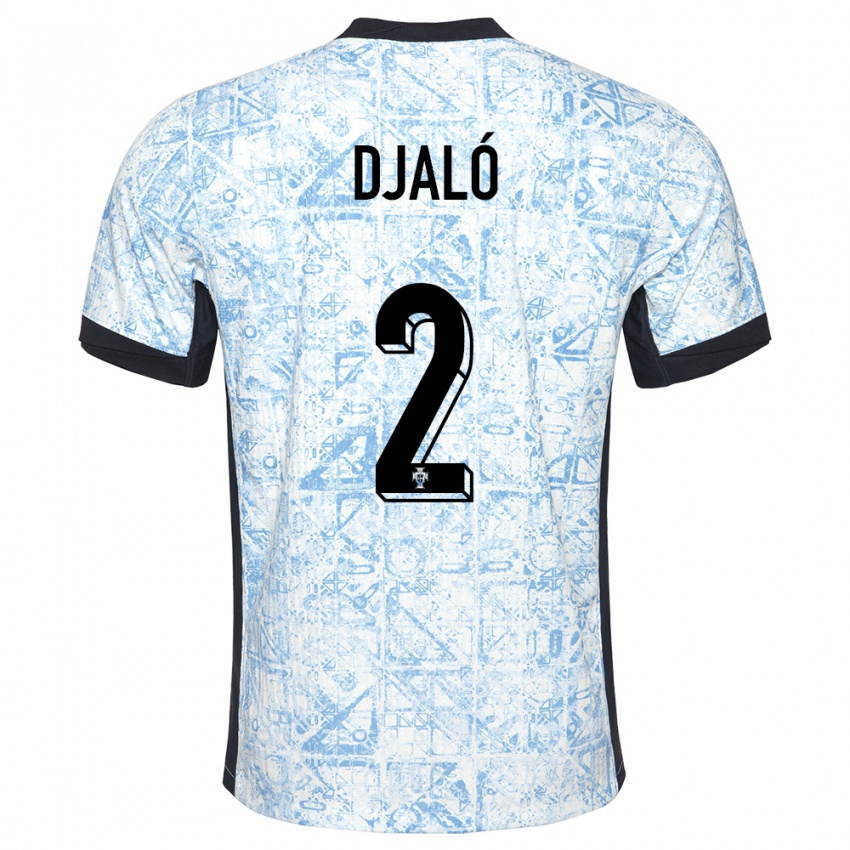 Męski Portugalia Tiago Djalo #2 Kremowy Niebieski Wyjazdowa Koszulka 24-26 Koszulki Klubowe