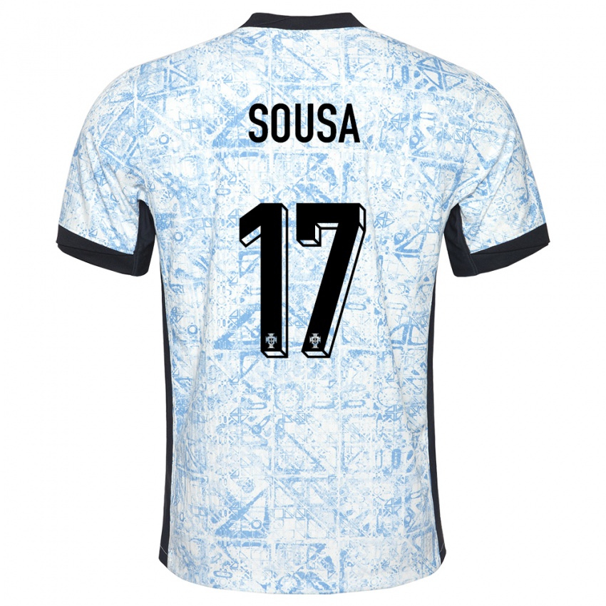 Męski Portugalia Vasco Sousa #17 Kremowy Niebieski Wyjazdowa Koszulka 24-26 Koszulki Klubowe