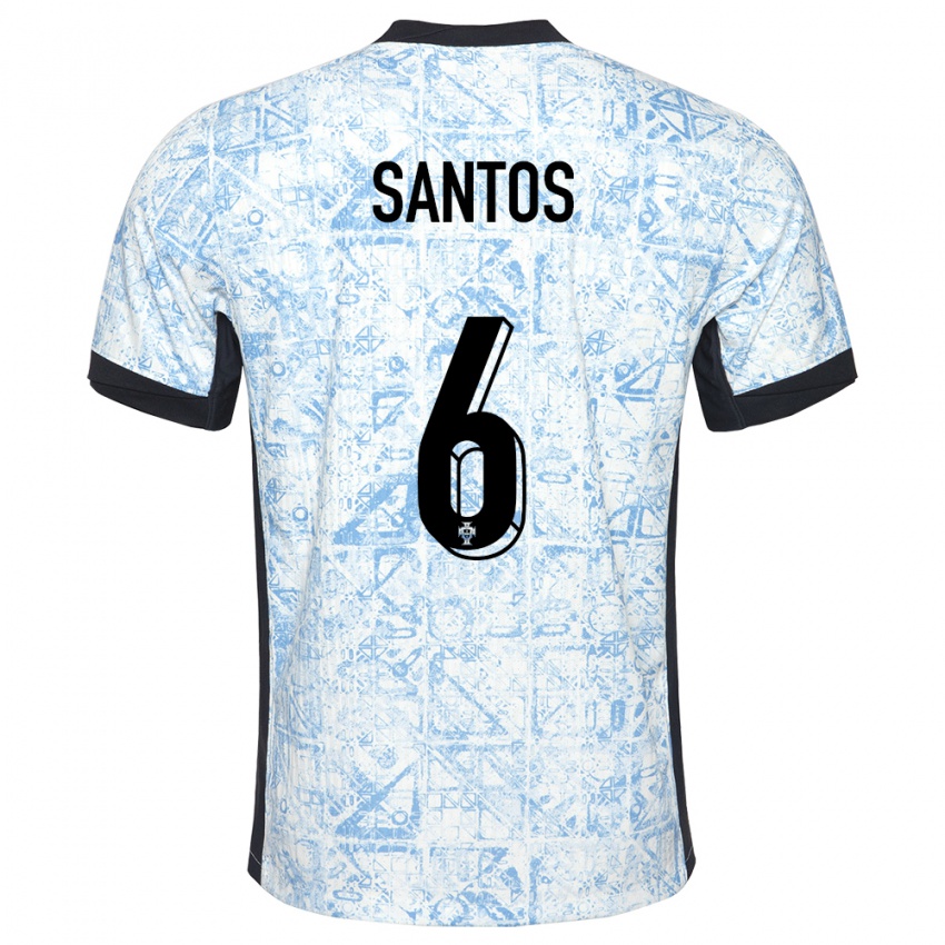 Męski Portugalia Vasco Santos #6 Kremowy Niebieski Wyjazdowa Koszulka 24-26 Koszulki Klubowe