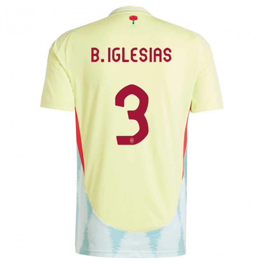 Męski Hiszpania Borja Iglesias #3 Żółty Wyjazdowa Koszulka 24-26 Koszulki Klubowe