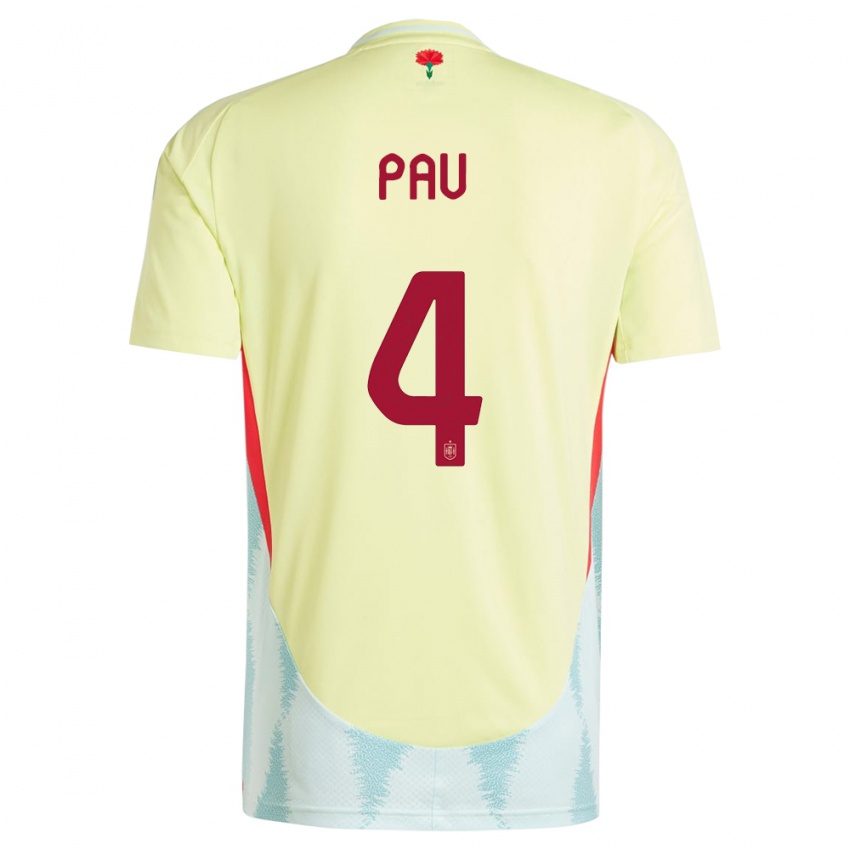 Męski Hiszpania Pau Torres #4 Żółty Wyjazdowa Koszulka 24-26 Koszulki Klubowe