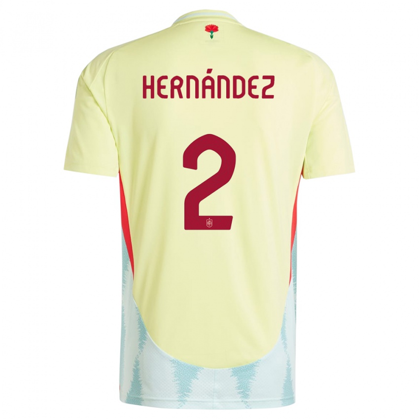 Męski Hiszpania Oihane Hernandez #2 Żółty Wyjazdowa Koszulka 24-26 Koszulki Klubowe
