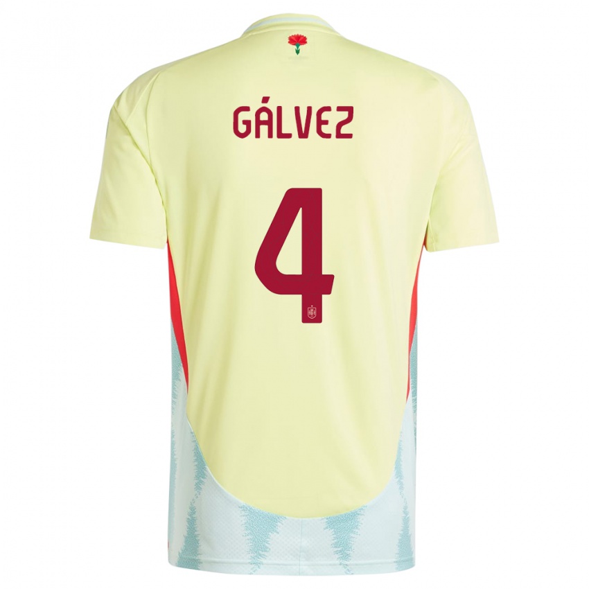 Męski Hiszpania Rocio Galvez #4 Żółty Wyjazdowa Koszulka 24-26 Koszulki Klubowe