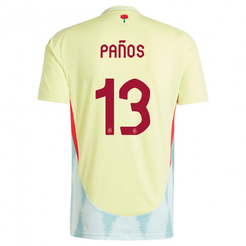 Męski Hiszpania Sandra Panos #13 Żółty Wyjazdowa Koszulka 24-26 Koszulki Klubowe