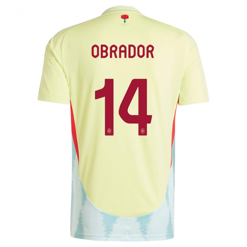 Męski Hiszpania Rafel Obrador #14 Żółty Wyjazdowa Koszulka 24-26 Koszulki Klubowe