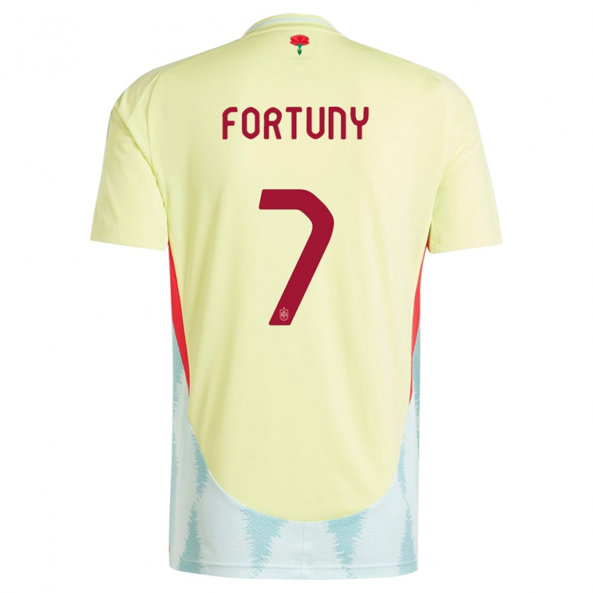 Męski Hiszpania Pol Fortuny #7 Żółty Wyjazdowa Koszulka 24-26 Koszulki Klubowe
