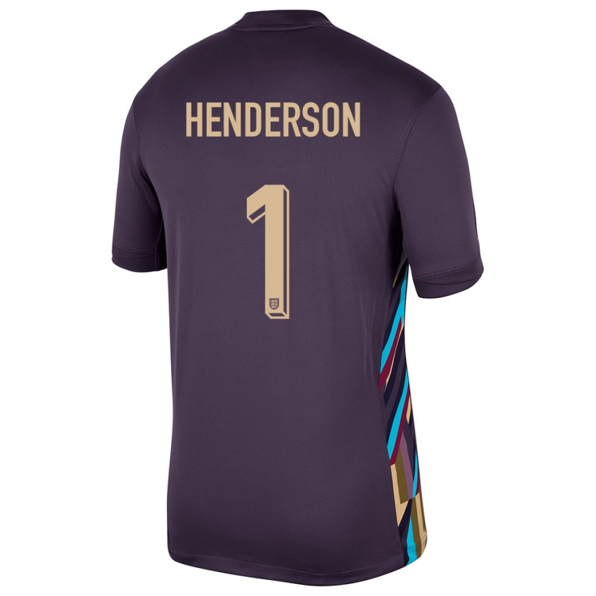 Męski Anglia Dean Henderson #1 Ciemna Rodzynka Wyjazdowa Koszulka 24-26 Koszulki Klubowe