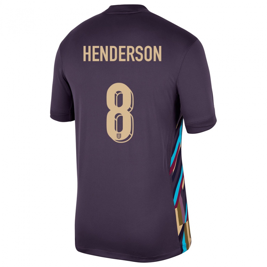 Męski Anglia Jordan Henderson #8 Ciemna Rodzynka Wyjazdowa Koszulka 24-26 Koszulki Klubowe