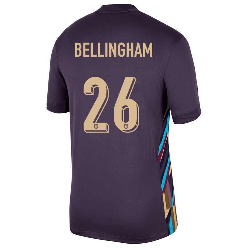 Męski Anglia Jude Bellingham #26 Ciemna Rodzynka Wyjazdowa Koszulka 24-26 Koszulki Klubowe