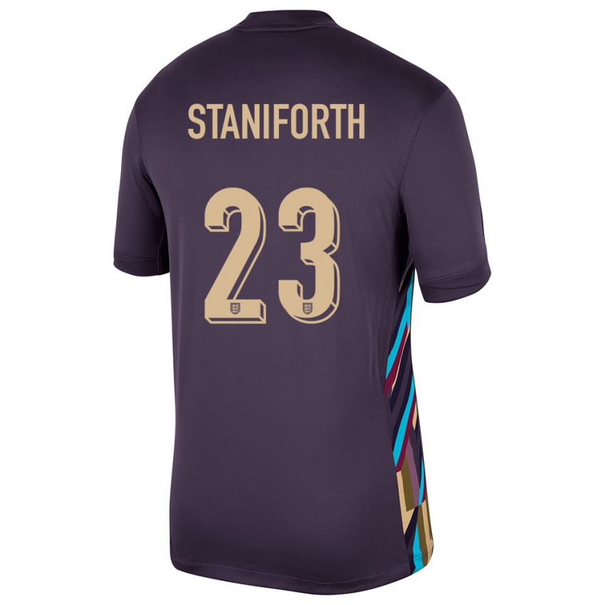 Męski Anglia Lucy Staniforth #23 Ciemna Rodzynka Wyjazdowa Koszulka 24-26 Koszulki Klubowe