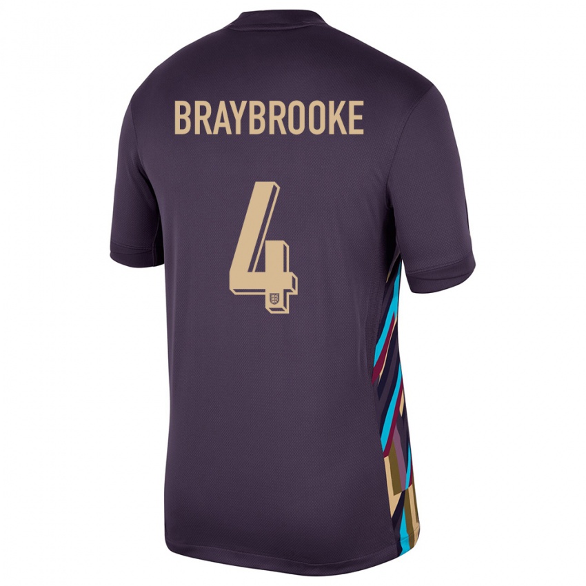 Męski Anglia Samuel Braybrooke #4 Ciemna Rodzynka Wyjazdowa Koszulka 24-26 Koszulki Klubowe