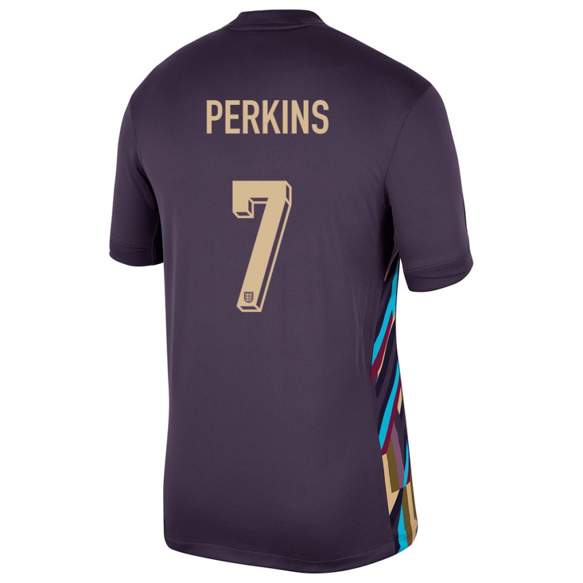 Męski Anglia Sonny Perkins #7 Ciemna Rodzynka Wyjazdowa Koszulka 24-26 Koszulki Klubowe