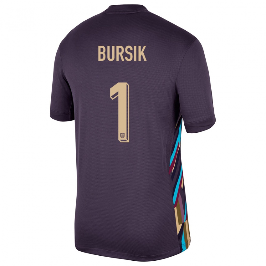 Męski Anglia Josef Bursik #1 Ciemna Rodzynka Wyjazdowa Koszulka 24-26 Koszulki Klubowe