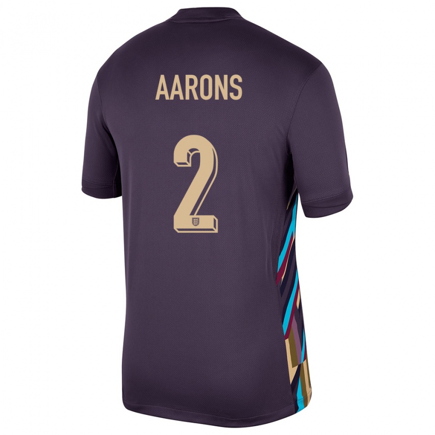 Męski Anglia Max Aarons #2 Ciemna Rodzynka Wyjazdowa Koszulka 24-26 Koszulki Klubowe