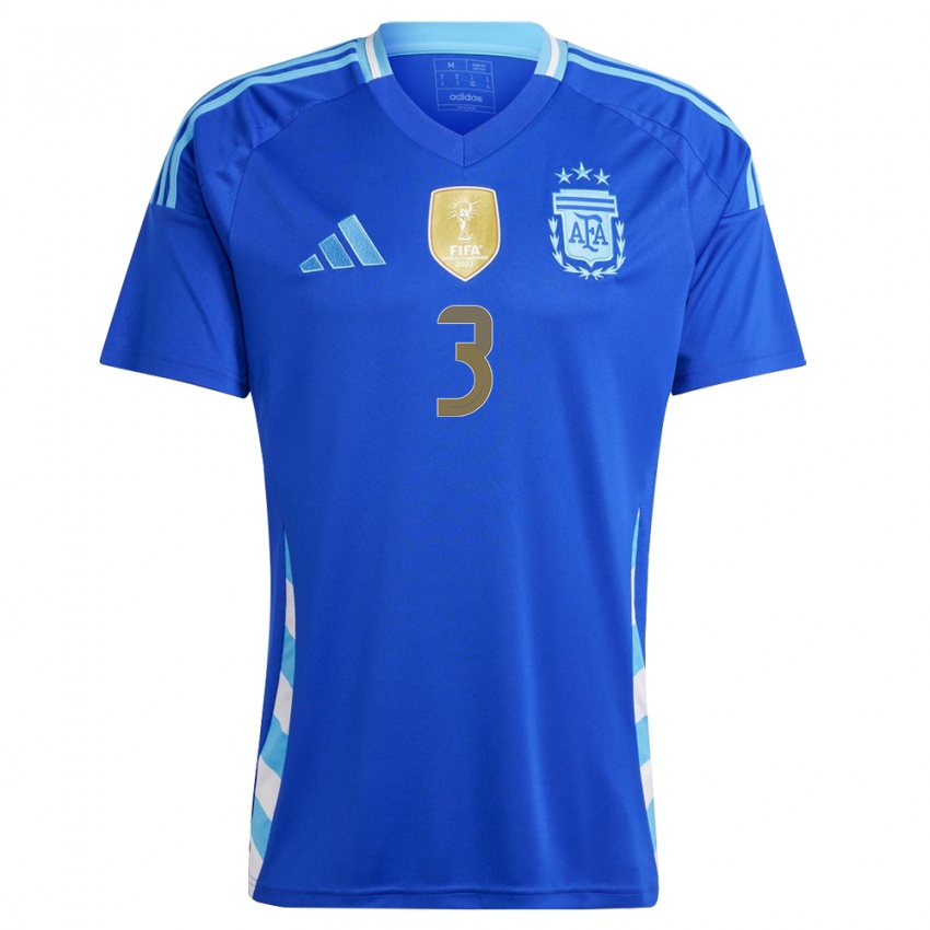 Męski Argentyna Eliana Stabile #3 Niebieski Wyjazdowa Koszulka 24-26 Koszulki Klubowe
