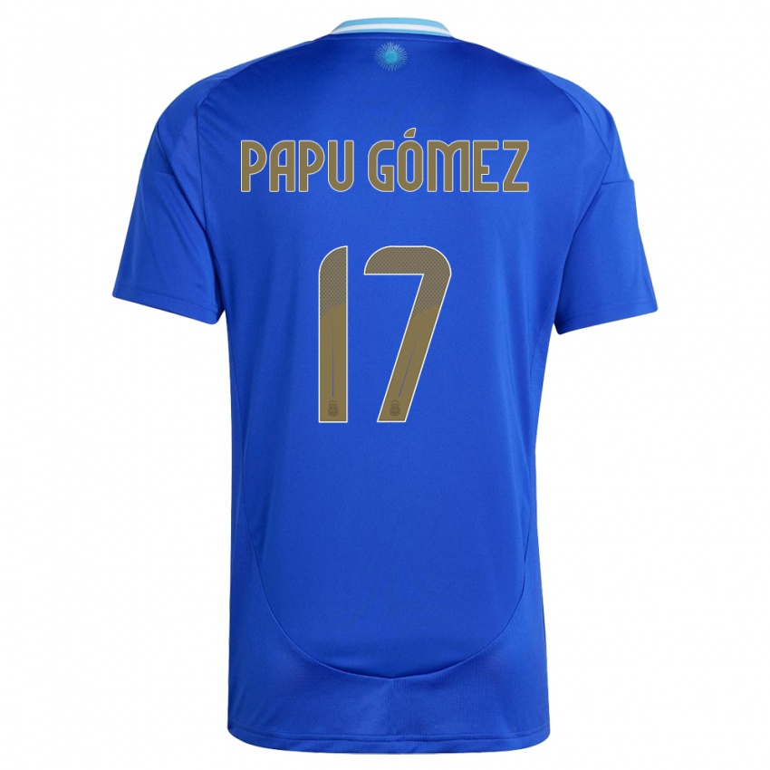 Męski Argentyna Papu Gomez #17 Niebieski Wyjazdowa Koszulka 24-26 Koszulki Klubowe