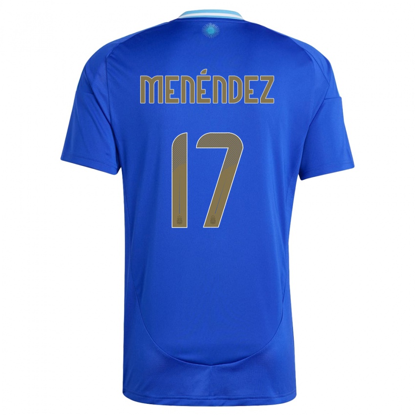 Męski Argentyna Milagros Menendez #17 Niebieski Wyjazdowa Koszulka 24-26 Koszulki Klubowe
