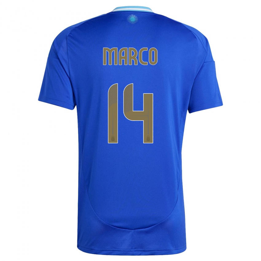 Męski Argentyna Francisco Marco #14 Niebieski Wyjazdowa Koszulka 24-26 Koszulki Klubowe