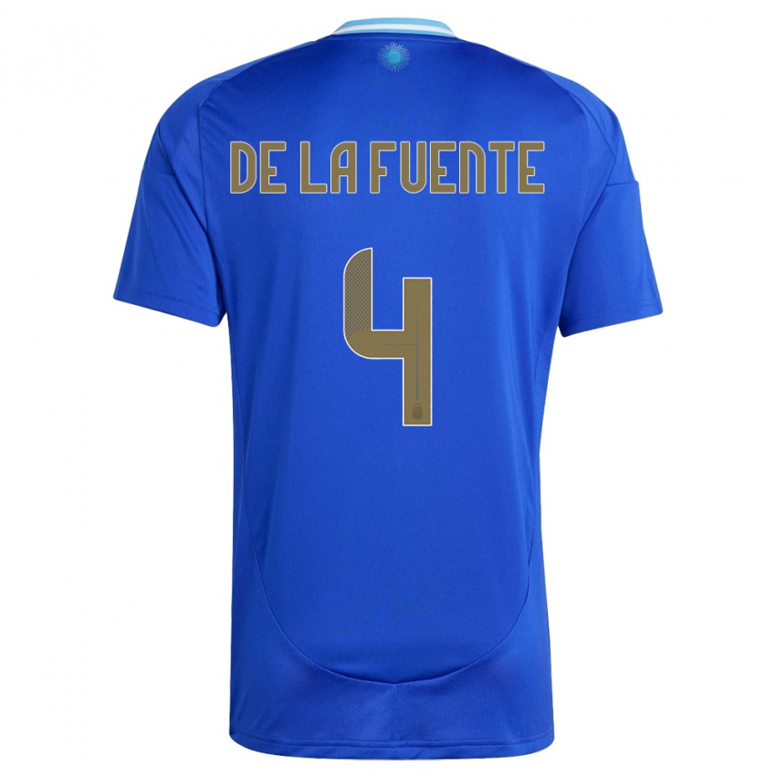 Męski Argentyna Hernan De La Fuente #4 Niebieski Wyjazdowa Koszulka 24-26 Koszulki Klubowe