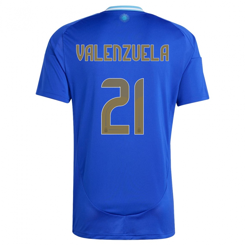 Męski Argentyna Fernando Valenzuela #21 Niebieski Wyjazdowa Koszulka 24-26 Koszulki Klubowe