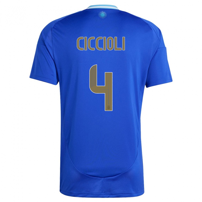 Męski Argentyna Ulises Ciccioli #4 Niebieski Wyjazdowa Koszulka 24-26 Koszulki Klubowe