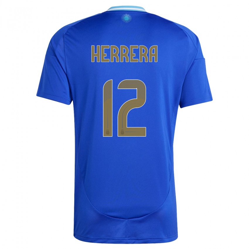 Męski Argentyna Franco Herrera #12 Niebieski Wyjazdowa Koszulka 24-26 Koszulki Klubowe