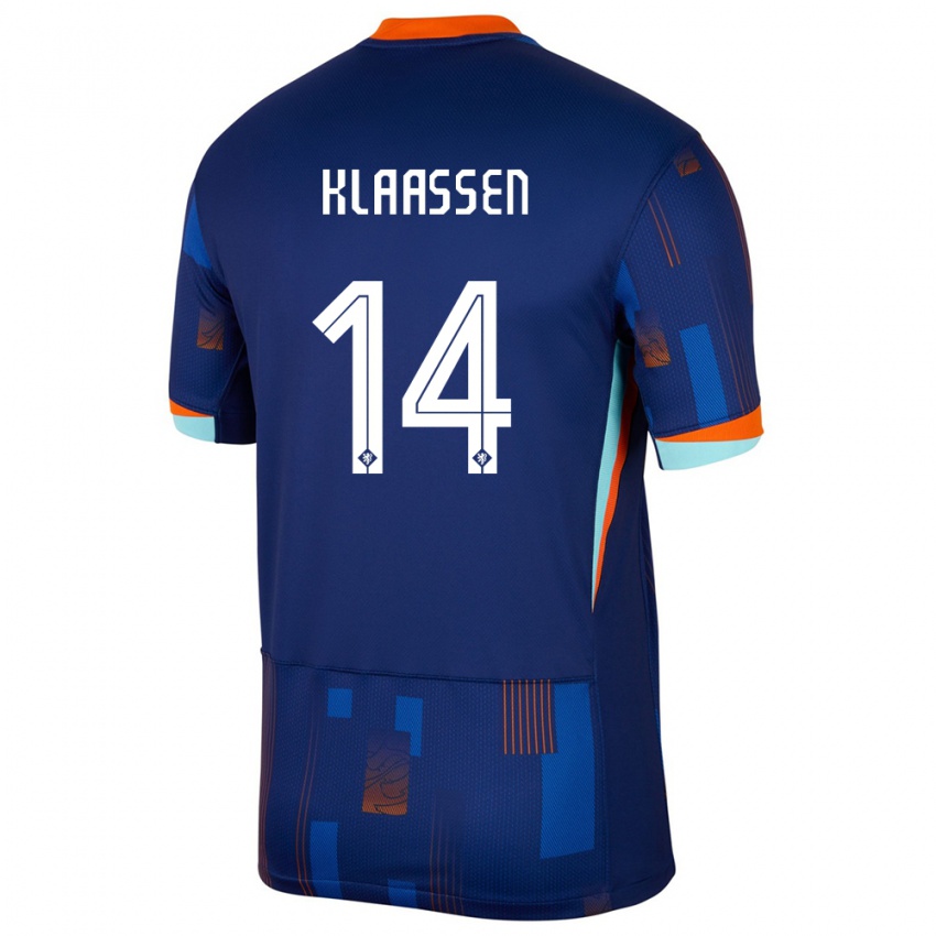 Męski Holandia Davy Klaassen #14 Niebieski Wyjazdowa Koszulka 24-26 Koszulki Klubowe