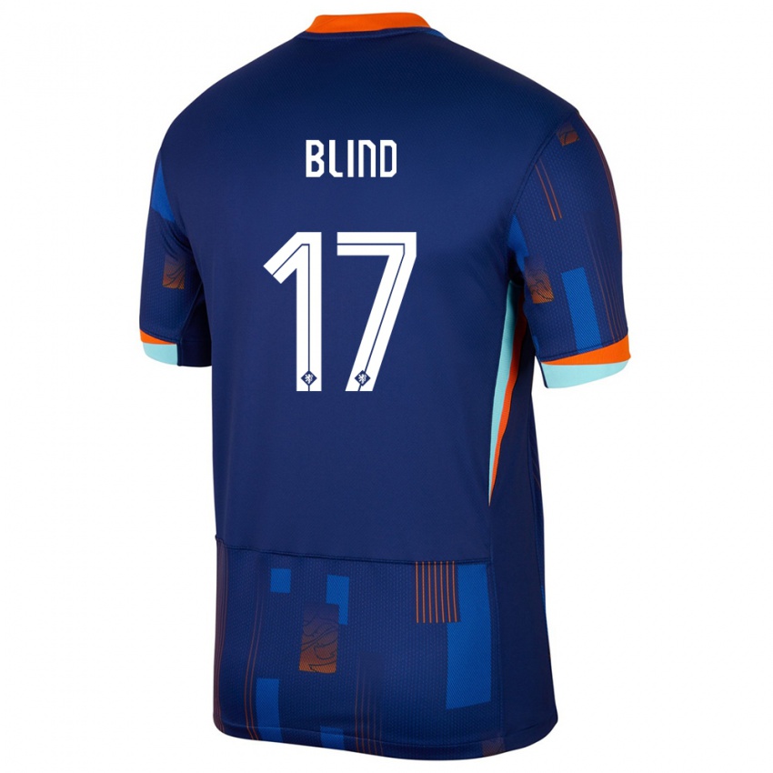 Męski Holandia Daley Blind #17 Niebieski Wyjazdowa Koszulka 24-26 Koszulki Klubowe