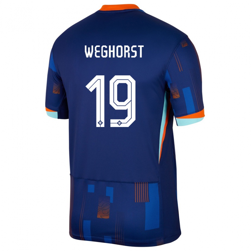 Męski Holandia Wout Weghorst #19 Niebieski Wyjazdowa Koszulka 24-26 Koszulki Klubowe