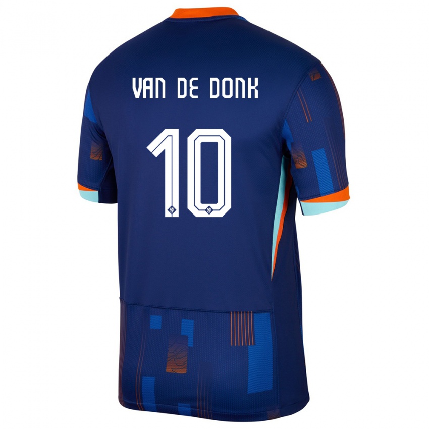 Męski Holandia Danielle Van De Donk #10 Niebieski Wyjazdowa Koszulka 24-26 Koszulki Klubowe