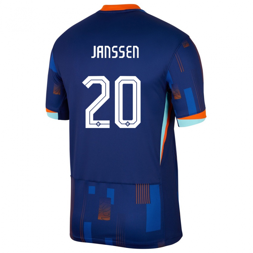 Męski Holandia Dominique Janssen #20 Niebieski Wyjazdowa Koszulka 24-26 Koszulki Klubowe