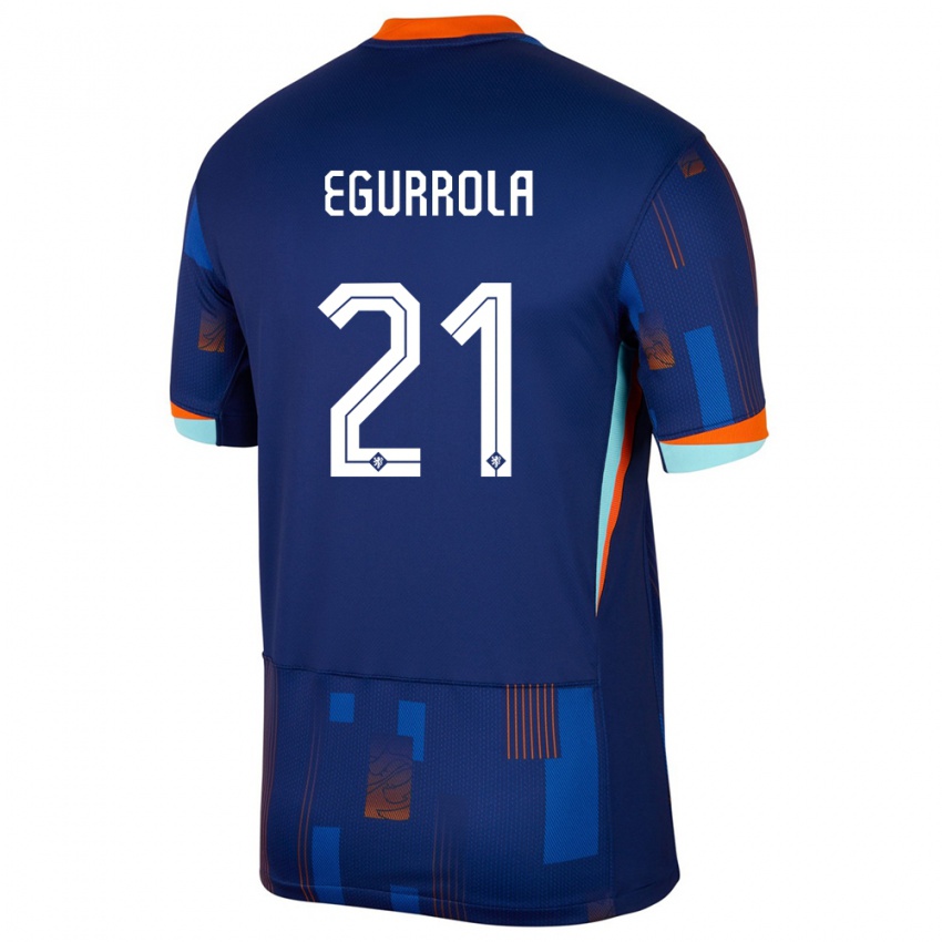Męski Holandia Damaris Egurrola #21 Niebieski Wyjazdowa Koszulka 24-26 Koszulki Klubowe