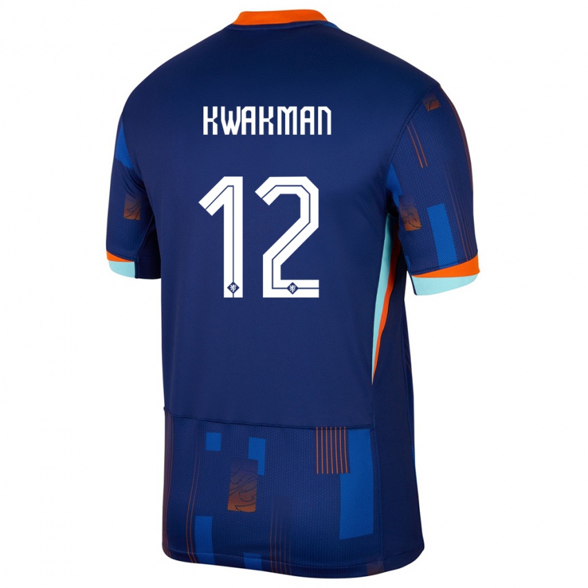 Męski Holandia Dave Kwakman #12 Niebieski Wyjazdowa Koszulka 24-26 Koszulki Klubowe