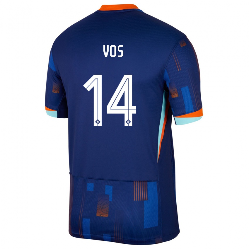 Męski Holandia Silvano Vos #14 Niebieski Wyjazdowa Koszulka 24-26 Koszulki Klubowe