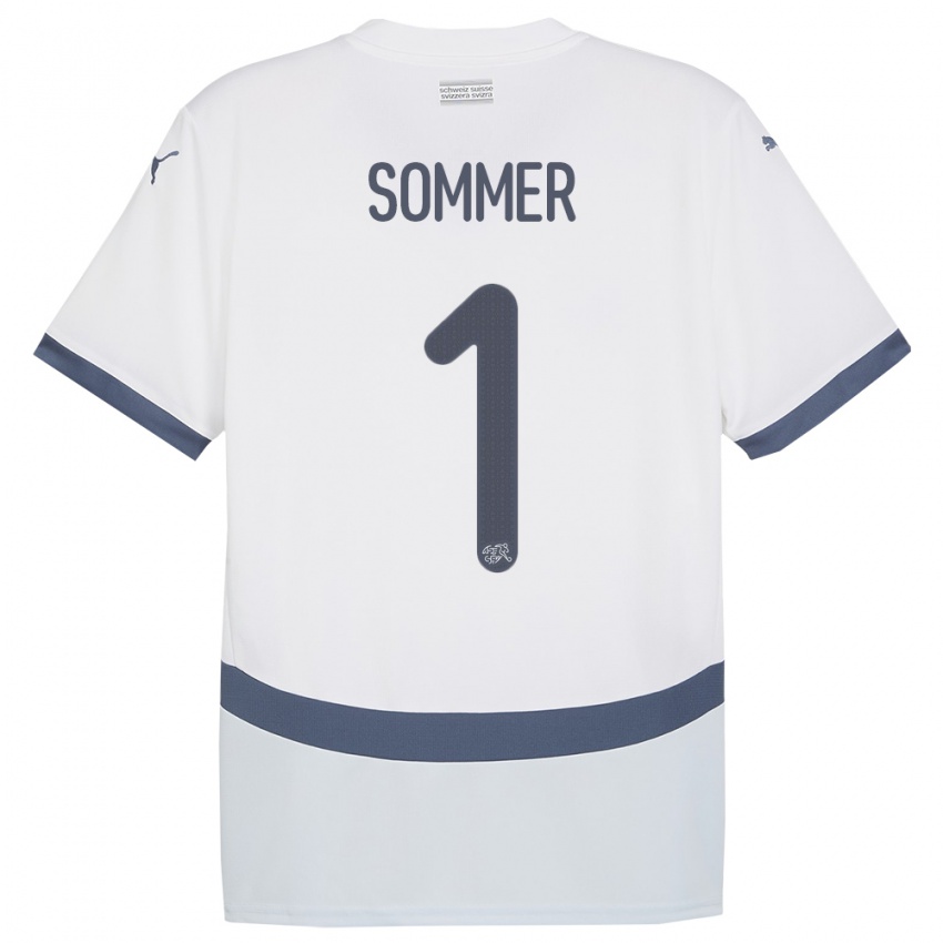 Męski Szwajcaria Yann Sommer #1 Biały Wyjazdowa Koszulka 24-26 Koszulki Klubowe
